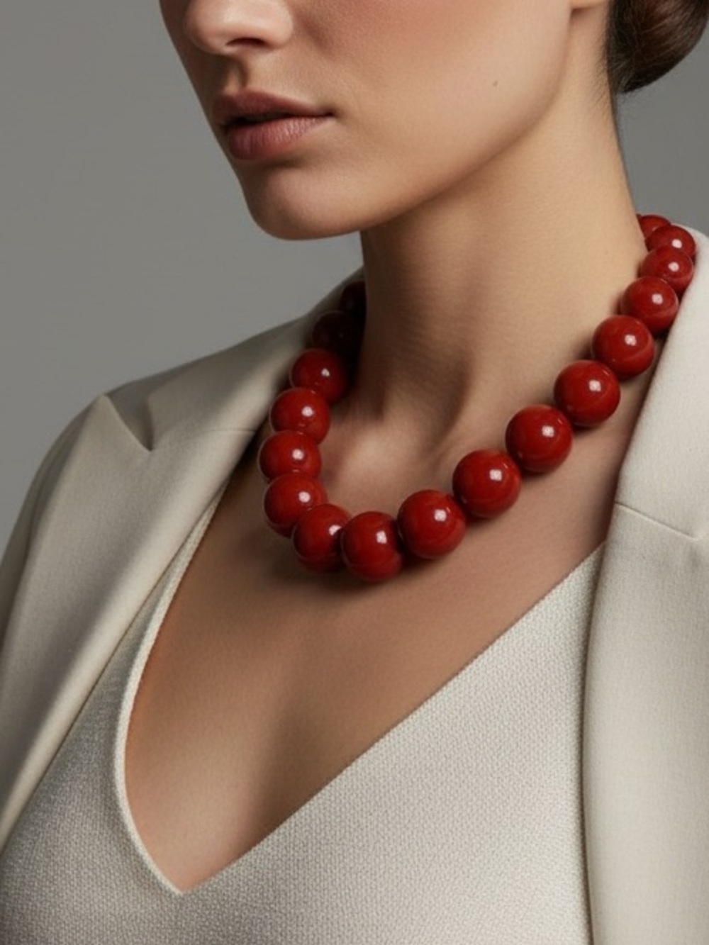 Genuine Red Agate Bead Necklace with Gold Accents - statement jewelry by Mayamar